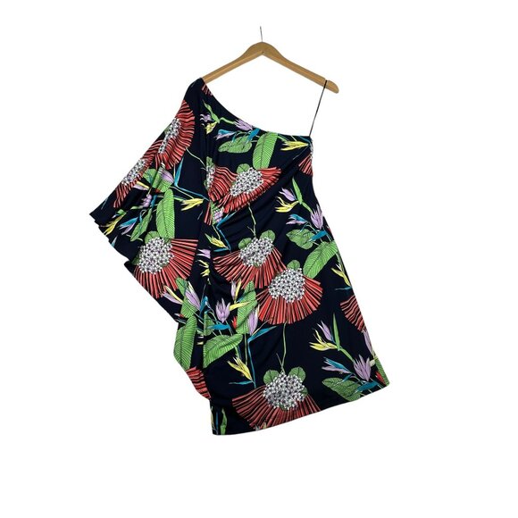 NEW Trina Turk Leaf/Tropical Print One Shoulder Mini Dress size 2‎ Multicolor - Picture 7 of 9